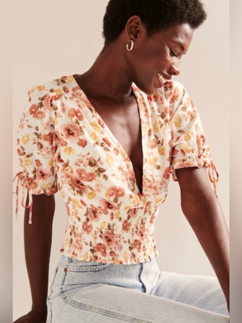 Abercrombie Printed Floral Top, size S, like new!
